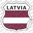 Latvia Flag Novelty Highway Shield Sticker Decal