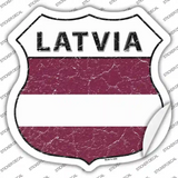Latvia Flag Novelty Highway Shield Sticker Decal