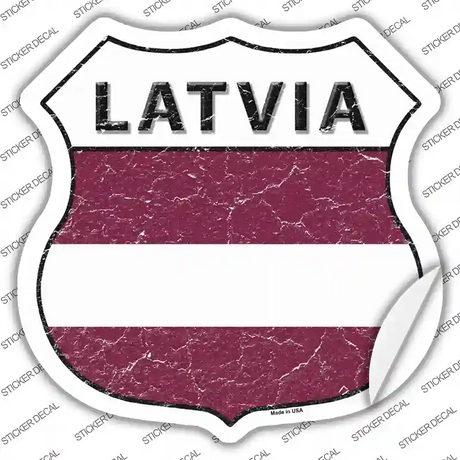 Latvia Flag Novelty Highway Shield Sticker Decal