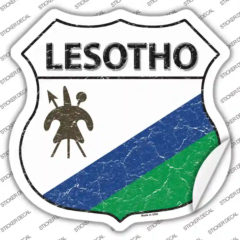 Lesotho Flag Novelty Highway Shield Sticker Decal