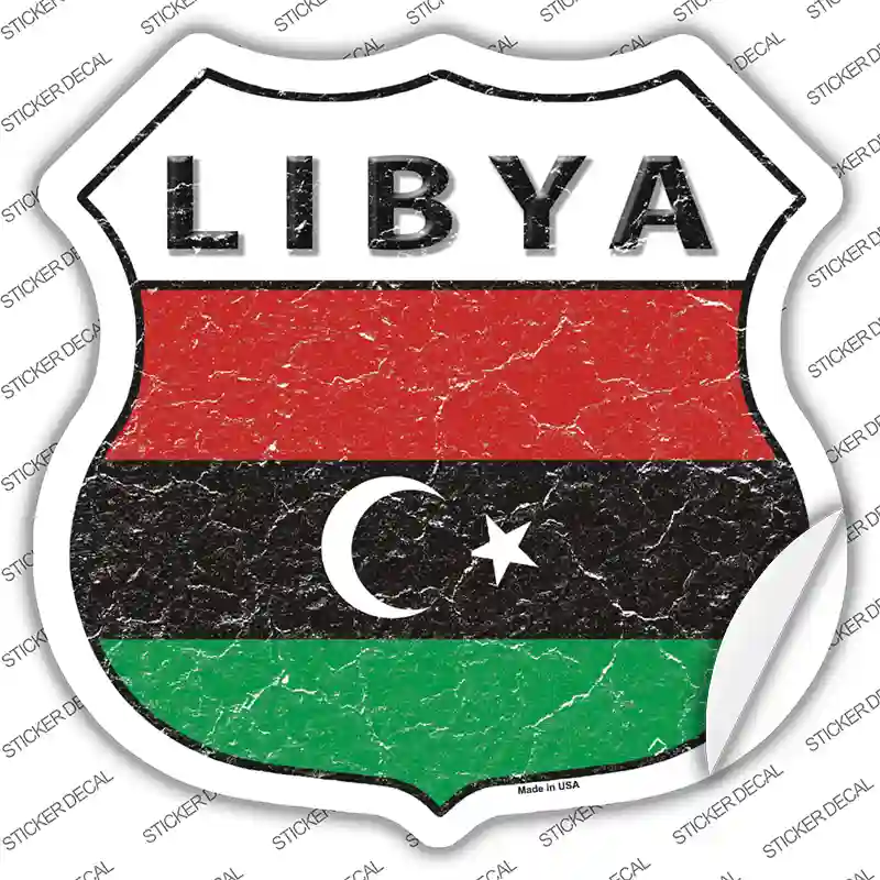 Libya Flag Novelty Highway Shield Sticker Decal