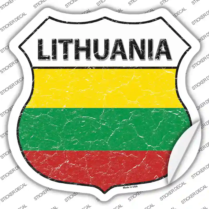Lithuania Flag Novelty Highway Shield Sticker Decal
