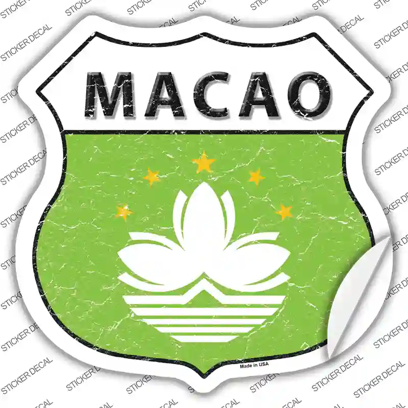 Macao Flag Novelty Highway Shield Sticker Decal