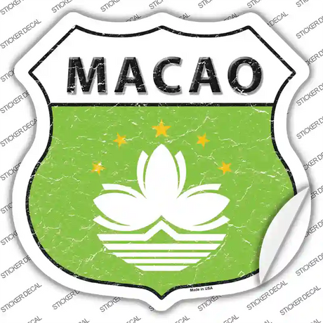 Macao Flag Novelty Highway Shield Sticker Decal