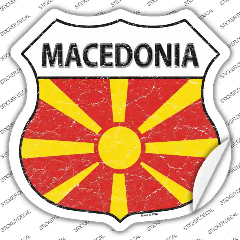 Macedonia Flag Novelty Highway Shield Sticker Decal