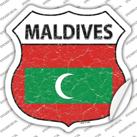 Maldives Flag Novelty Highway Shield Sticker Decal