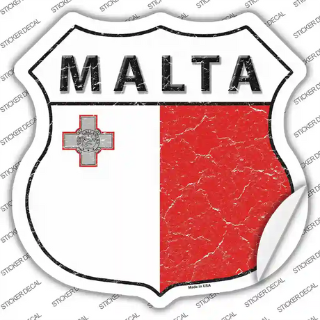 Malta Flag Novelty Highway Shield Sticker Decal