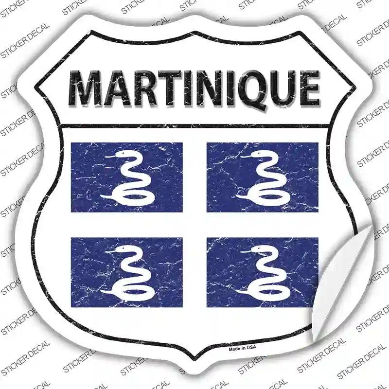 Martinique Flag Novelty Highway Shield Sticker Decal
