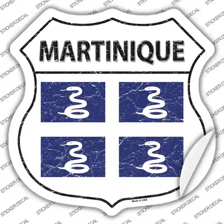 Martinique Flag Novelty Highway Shield Sticker Decal