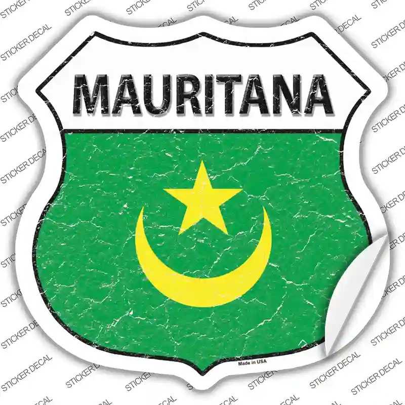 Mauritania Flag Novelty Highway Shield Sticker Decal
