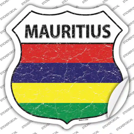 Mauritius Flag Novelty Highway Shield Sticker Decal