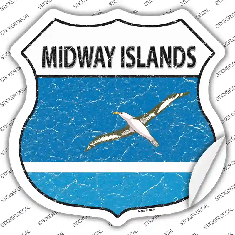 Midway Islands Flag Novelty Highway Shield Sticker Decal