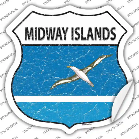 Midway Islands Flag Novelty Highway Shield Sticker Decal