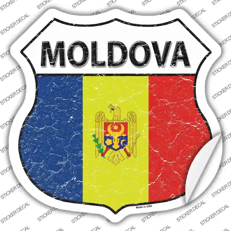 Moldova Flag Novelty Highway Shield Sticker Decal