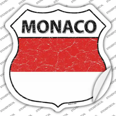 Monaco Flag Novelty Highway Shield Sticker Decal