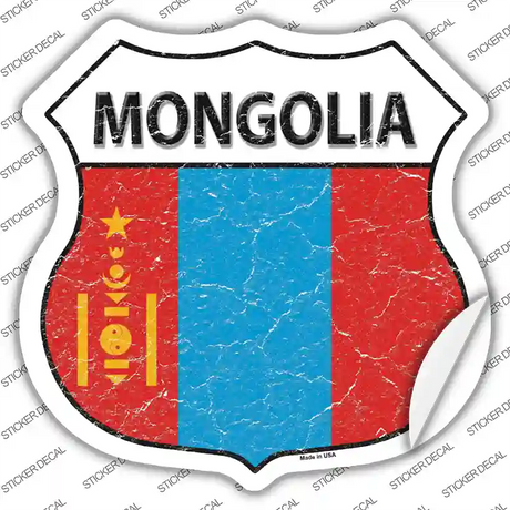 Mongolia Flag Novelty Highway Shield Sticker Decal
