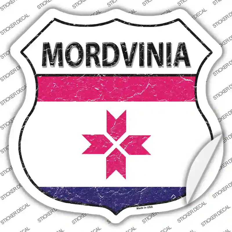 Mordvinia Flag Novelty Highway Shield Sticker Decal