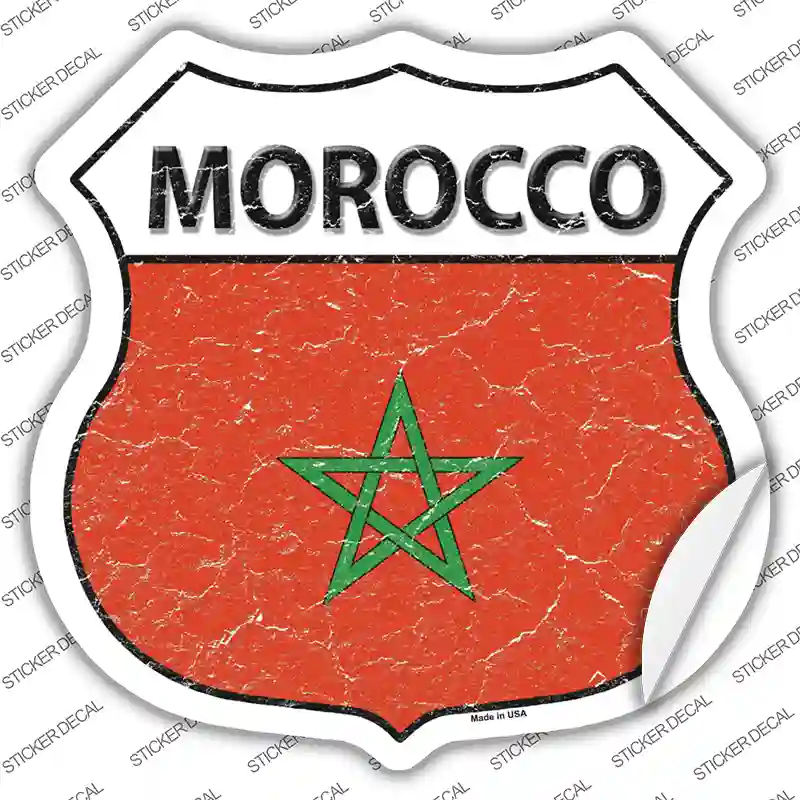 Morocco Flag Novelty Highway Shield Sticker Decal