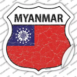 Myanmar Flag Novelty Highway Shield Sticker Decal