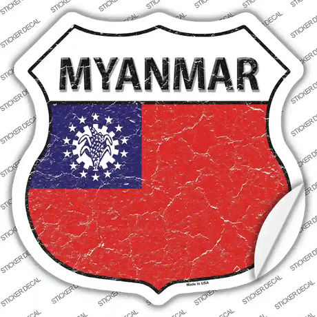 Myanmar Flag Novelty Highway Shield Sticker Decal