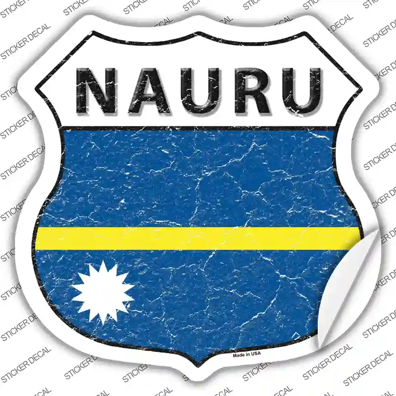 Nauru Flag Novelty Highway Shield Sticker Decal