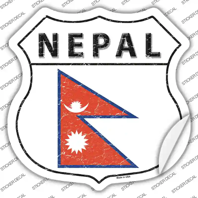 Nepal Flag Novelty Highway Shield Sticker Decal