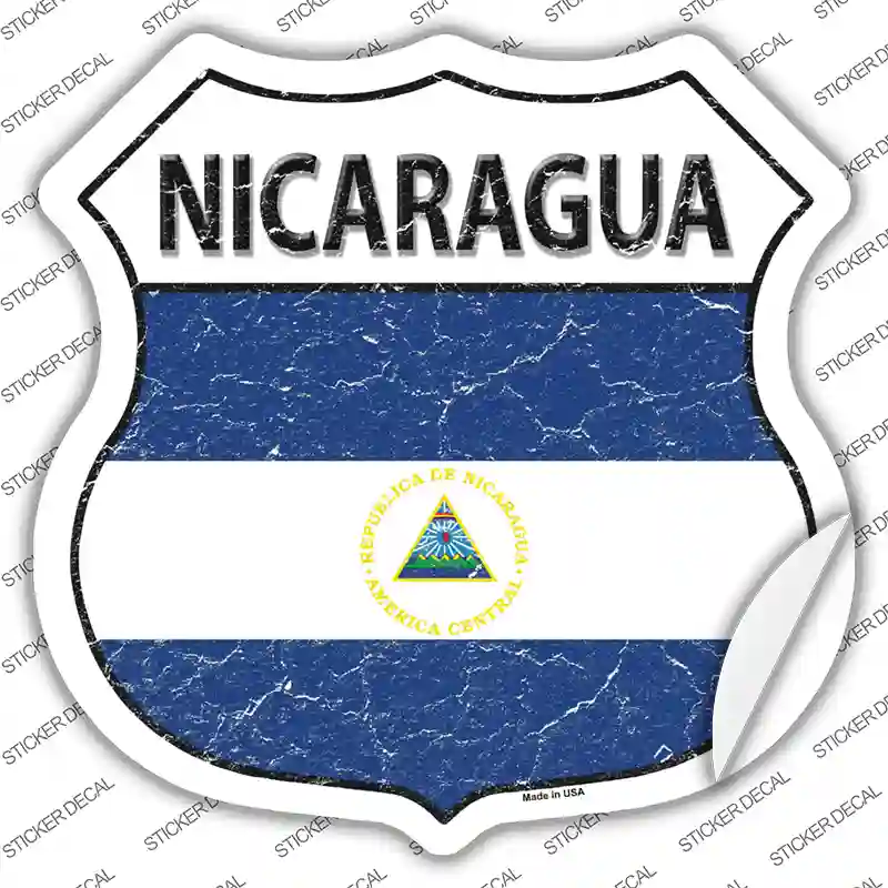 Nicaragua Flag Novelty Highway Shield Sticker Decal