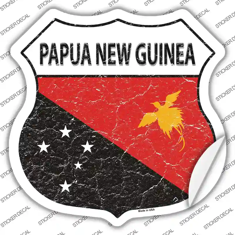 Papua New Guinea Flag Novelty Highway Shield Sticker Decal
