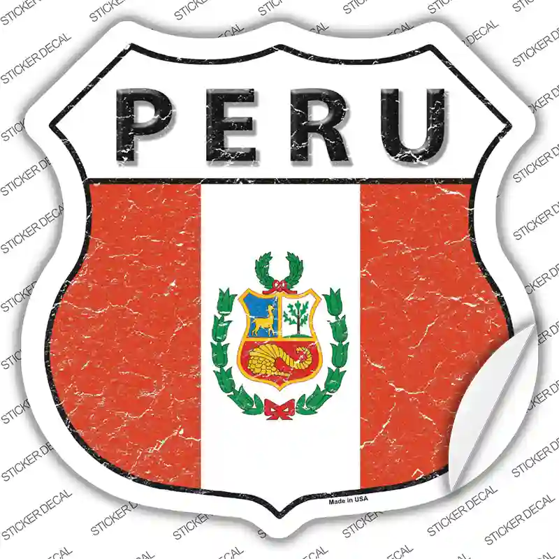Peru Flag Novelty Highway Shield Sticker Decal