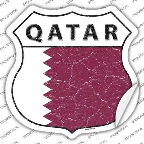 Qatar Flag Novelty Highway Shield Sticker Decal