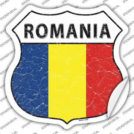 Romania Flag Novelty Highway Shield Sticker Decal