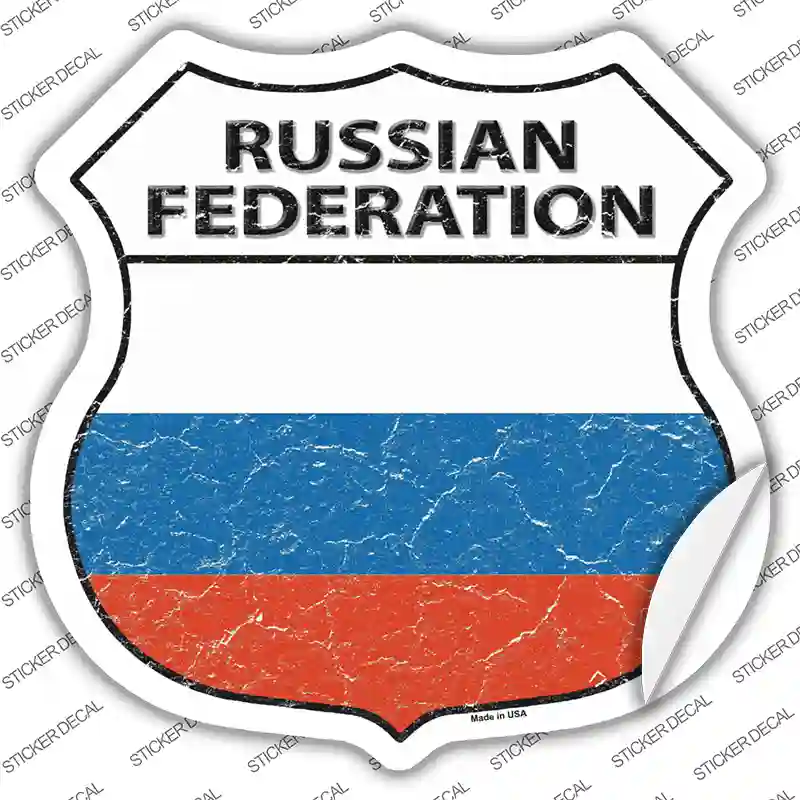 Russian Federation Flag Novelty Highway Shield Sticker Decal