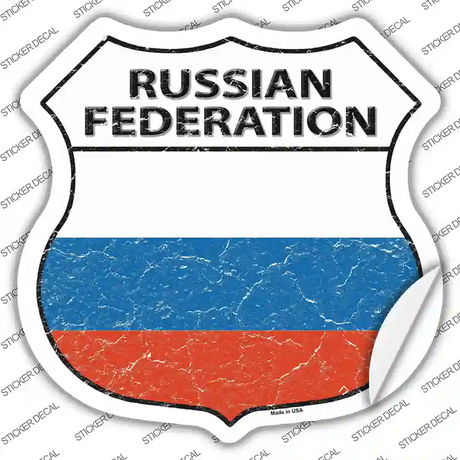 Russian Federation Flag Novelty Highway Shield Sticker Decal