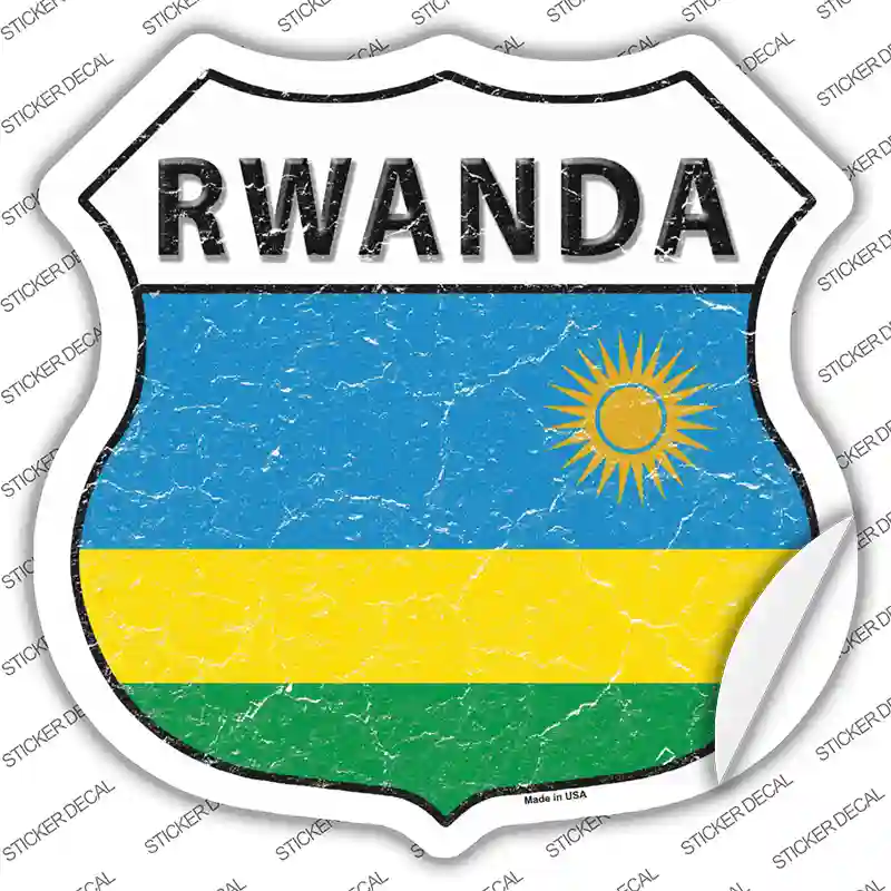 Rwanda Flag Novelty Highway Shield Sticker Decal