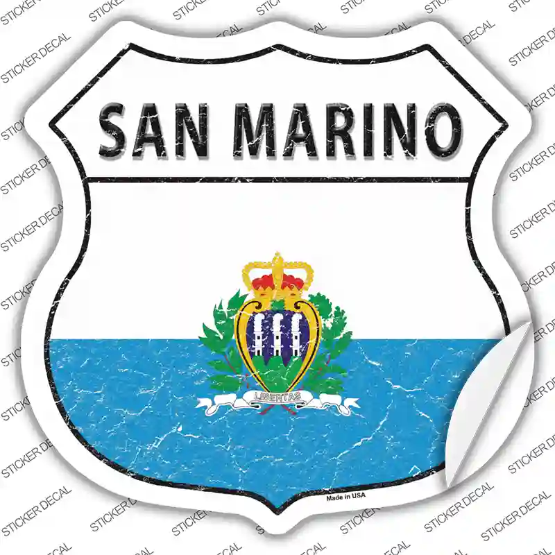 San Marino Flag Novelty Highway Shield Sticker Decal
