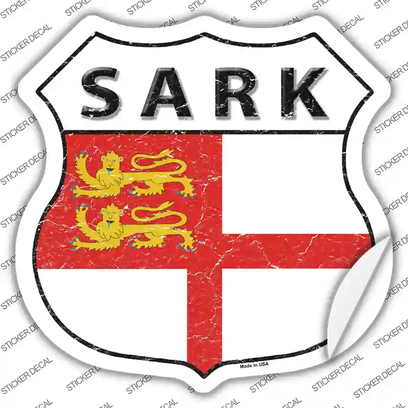Sark Flag Novelty Highway Shield Sticker Decal