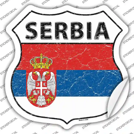 Serbia Flag Novelty Highway Shield Sticker Decal