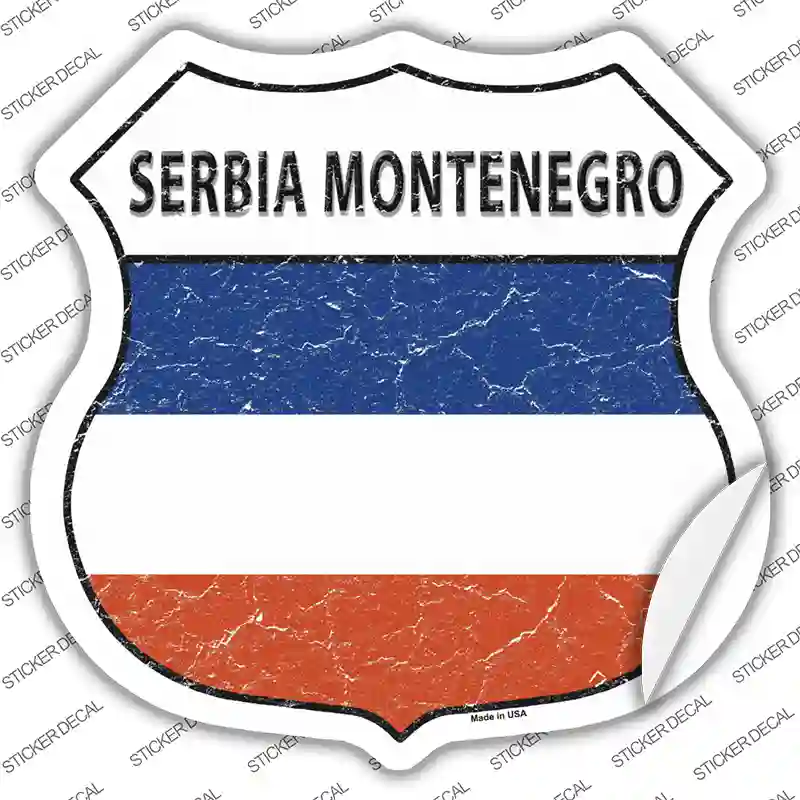 Serbia Montenegro Flag Novelty Highway Shield Sticker Decal
