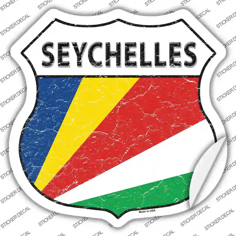 Seychelles Flag Novelty Highway Shield Sticker Decal