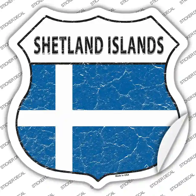 Shetland Islands Flag Novelty Highway Shield Sticker Decal