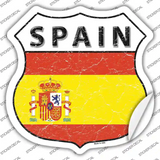 Spain Flag Novelty Highway Shield Sticker Decal