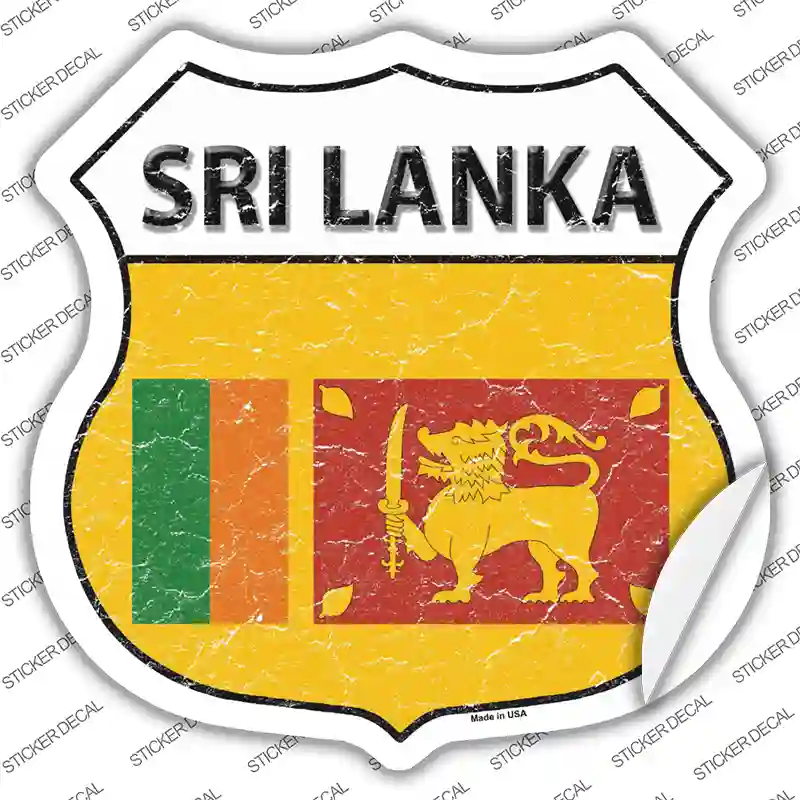 Sri Lanka Flag Novelty Highway Shield Sticker Decal