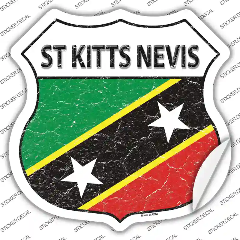 St Kitts Nevis Flag Novelty Highway Shield Sticker Decal