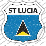 St Lucia Flag Novelty Highway Shield Sticker Decal