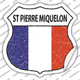 St Pierre Miquelon Flag Novelty Highway Shield Sticker Decal