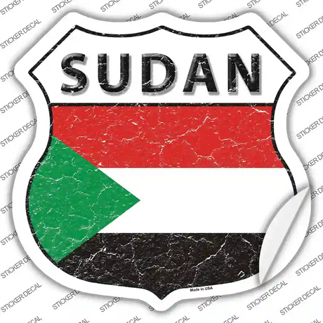 Sudan Flag Novelty Highway Shield Sticker Decal