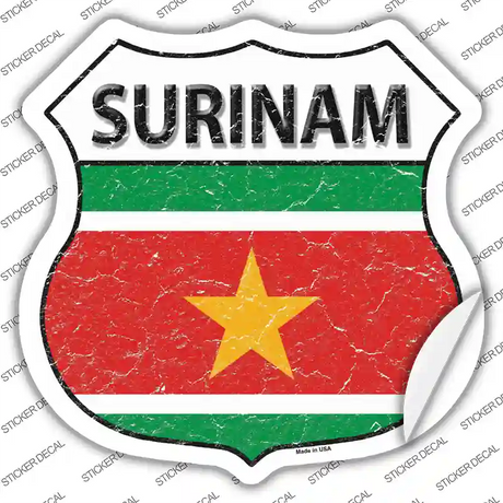 Surinam Flag Novelty Highway Shield Sticker Decal