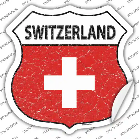 Switzerland Flag Novelty Highway Shield Sticker Decal