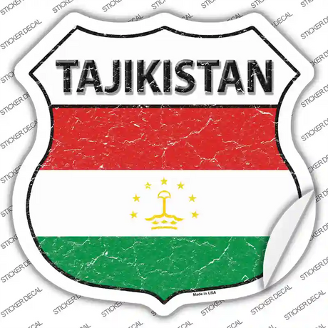 Tajikistan Flag Novelty Highway Shield Sticker Decal