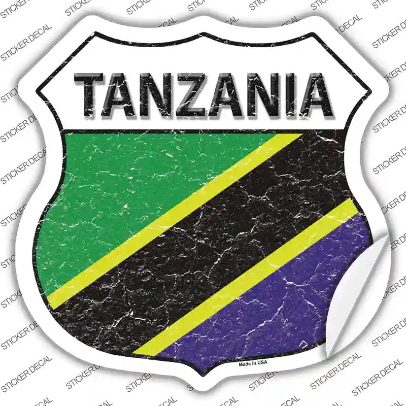 Tanzania Flag Novelty Highway Shield Sticker Decal